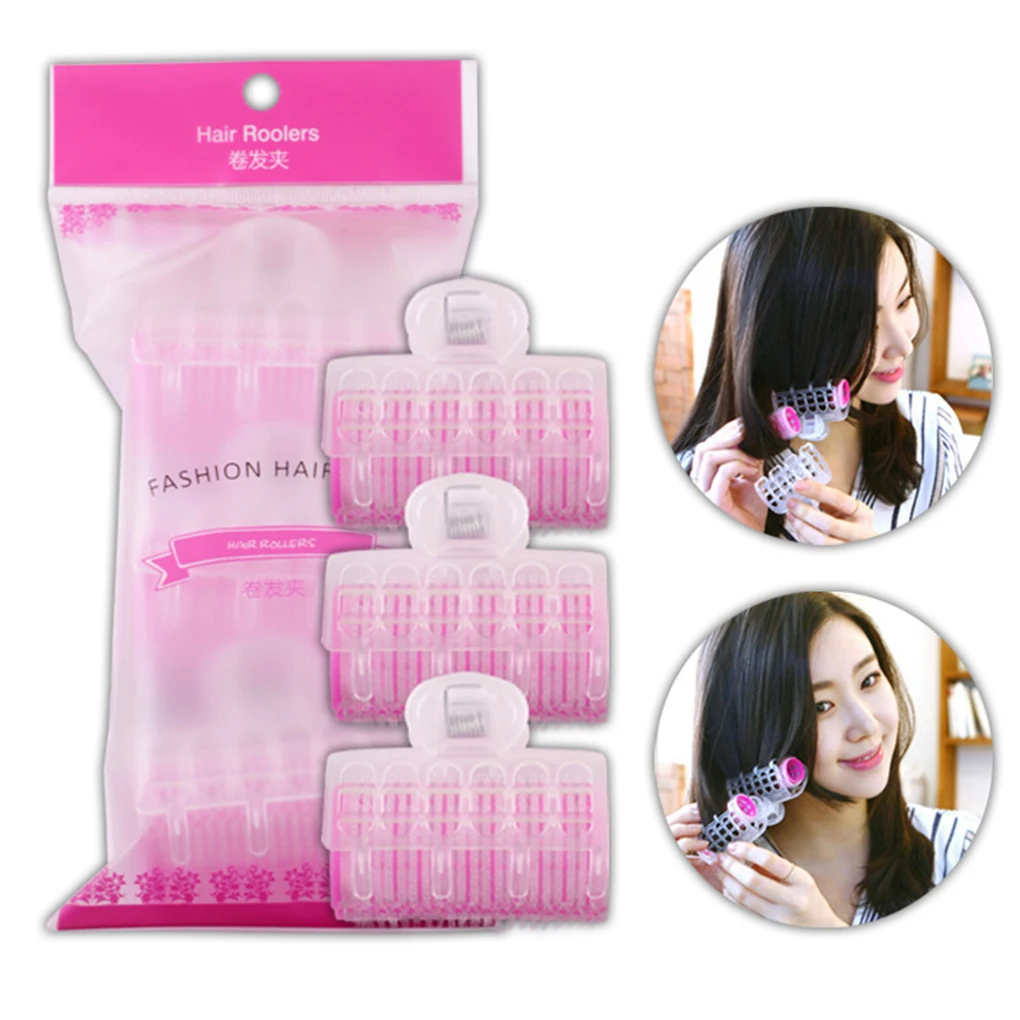 Женские розовые волнистые щипцы для завивки волос 3 шт. пластиковые бигуди салона