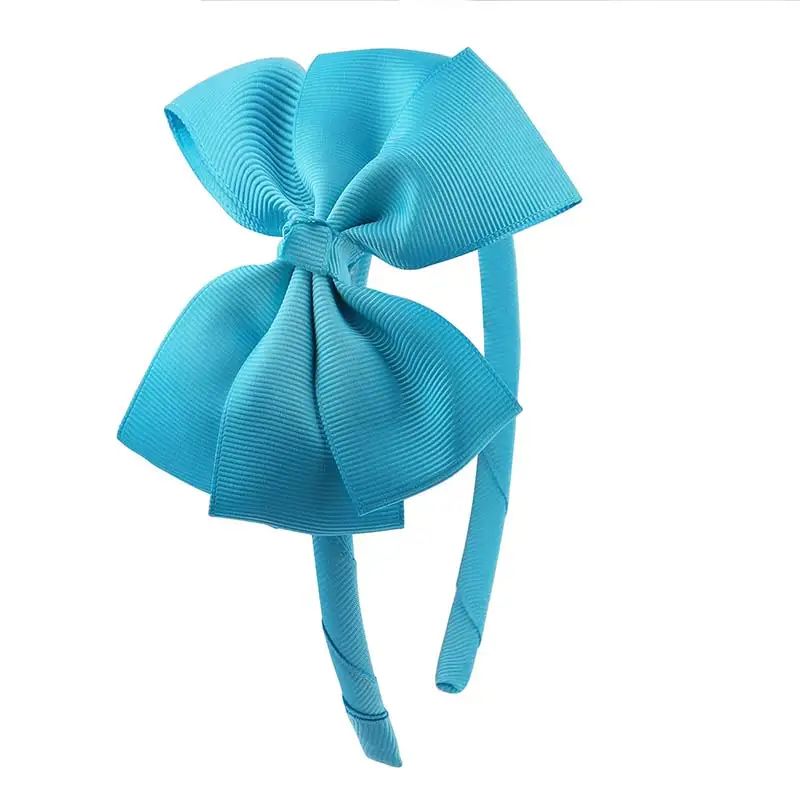 Sky blue A Новинка, 98 цветов, повязка для волос с бантом для девочек, детская цельная повязка для волос с корсажной лентой ручной работы, аксессуары для волос в горошек, головной убор - Цвет: Sky blue A