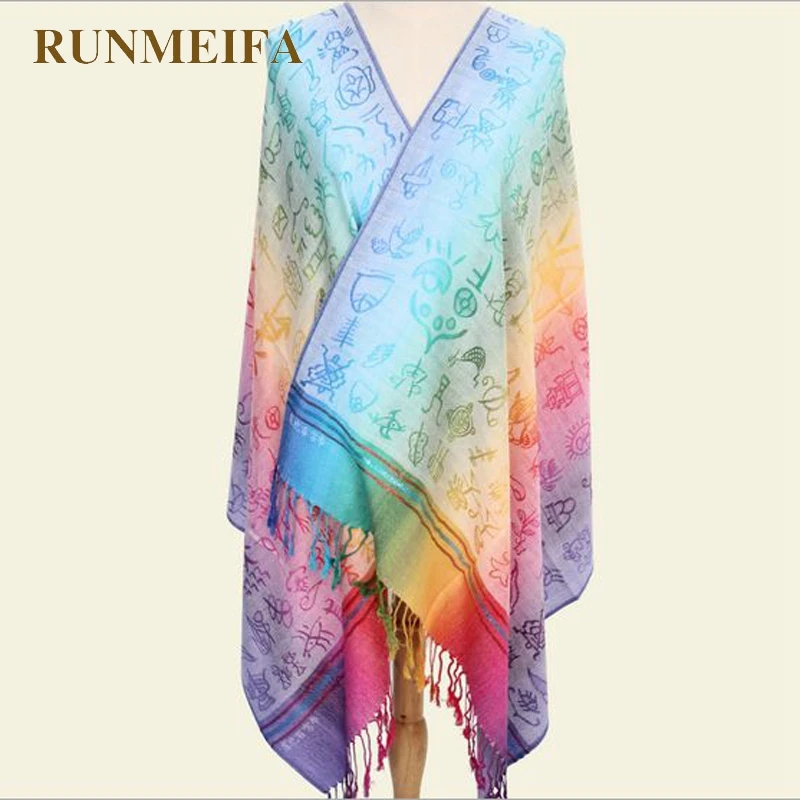 RUNMEIFA новые зимние этнические Для женщин Обёрточная бумага шарф большой размер