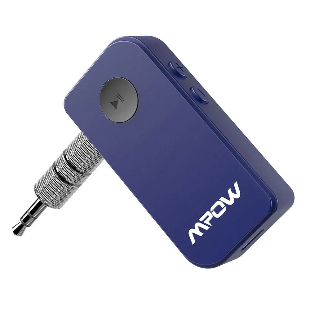 Blue Mpow беспроводной bluetooth-приемник 3,5 мм разъем Bluetooth аудио музыкальный приемник адаптер с автомобильным Aux кабелем для наушников и динамиков - Цвет: Blue