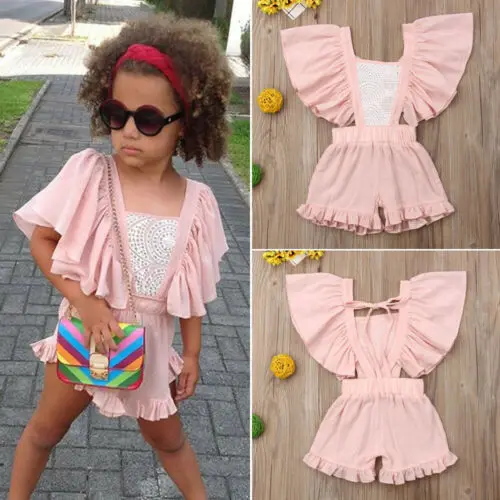 Новинка 2019 года фирменный комбинезон с оборками и рукавами Комбинезон для