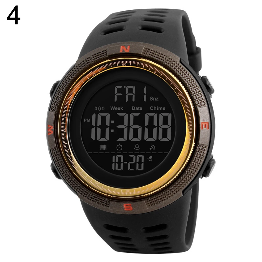 Coffee Golden SKMEI 1251, хит, мужские Модные часы с будильником, цифровой дисплей, водонепроницаемые, с календарем, спортивные наручные часы, силиконовый ремешок, relogio inteligente - Цвет: Coffee Golden