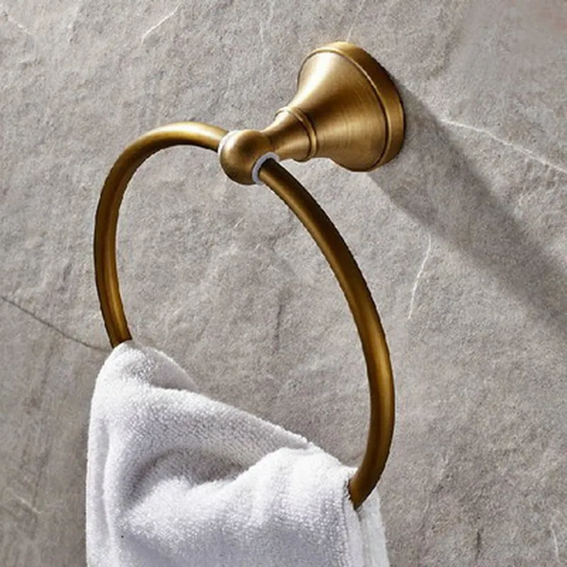 Towel Ring Настенный старинный ретро античный латунный набор аксессуаров для ванной комнаты, аксессуары для ванной комнаты, вешалка для полотенец aset019 - Цвет: Towel Ring