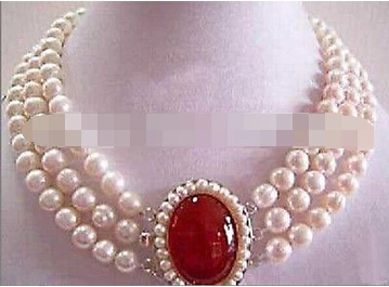 Ян 1494 чокер 3 ряда белый жемчуг кулон ожерелье|pearl pendant necklace|pendant necklacepearl |