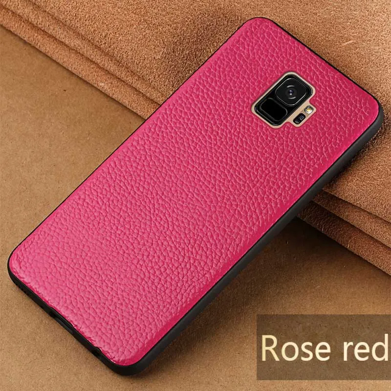 Rose red Чехол для телефона для samsung Galaxy S9 Plus Note 8 9 S7 край S8 A3 A5 A7 J3 J5 J7 личи накладка с текстурой под кожу питона - Цвет: Rose red