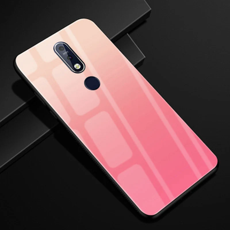 Coque для nokia 7,1 чехол градиентное закаленное стекло+ чехол с мягкими краями для nokia 7,1 dream glass чехол nokia 7,1 TA-1100 чехол s shell