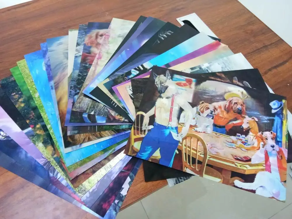 Забавные собаки играющие в покер и бильярд винтажные 3D фотографии голограммы