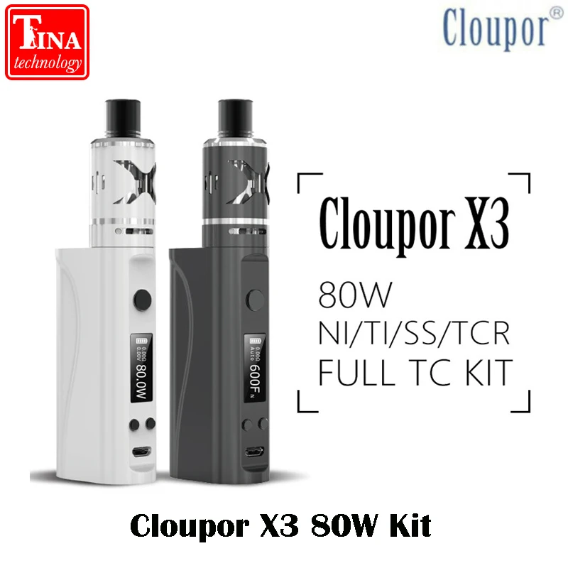 100% оригинальный Cloupor X3 80 Вт Ni/Ti/SS/ТКР Полный Контроль температуры 18650 Батарея бак