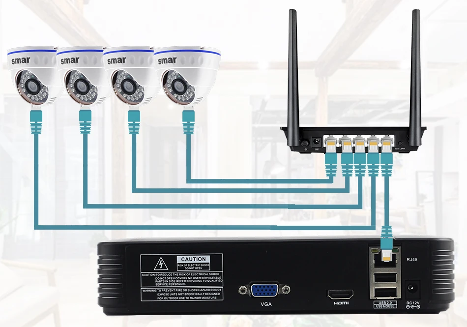 Sm4ch NVR комплект камер видеонаблюдения 4 шт. 1MP/1.3MP/2MP домашняя купольная ip-камера P2P система видеонаблюдения HDMI выход Onvif