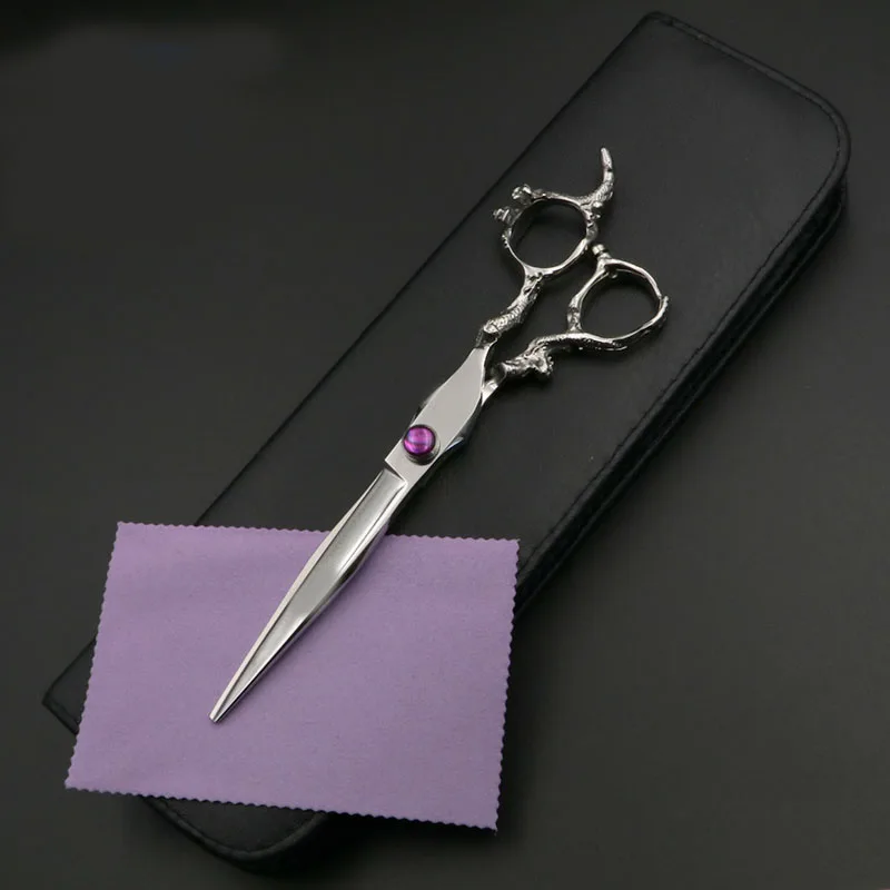 1pcs add case 7 дюймов ножницы для резки профессиональные ножницы Парикмахерская ножницы для домашних животных ручка в Форме Дракона - Цвет: 1pcs add case
