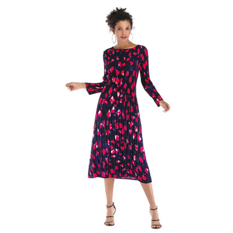 Женское шифоновое платье в стиле ретро свободное плиссированное с длинным