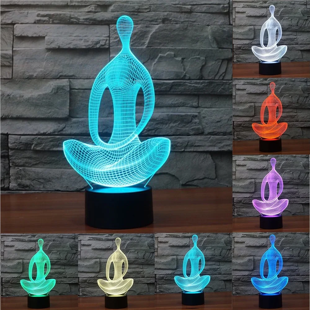 3D светильник для медитации йоги цветной светодиодный ночник креативный USB