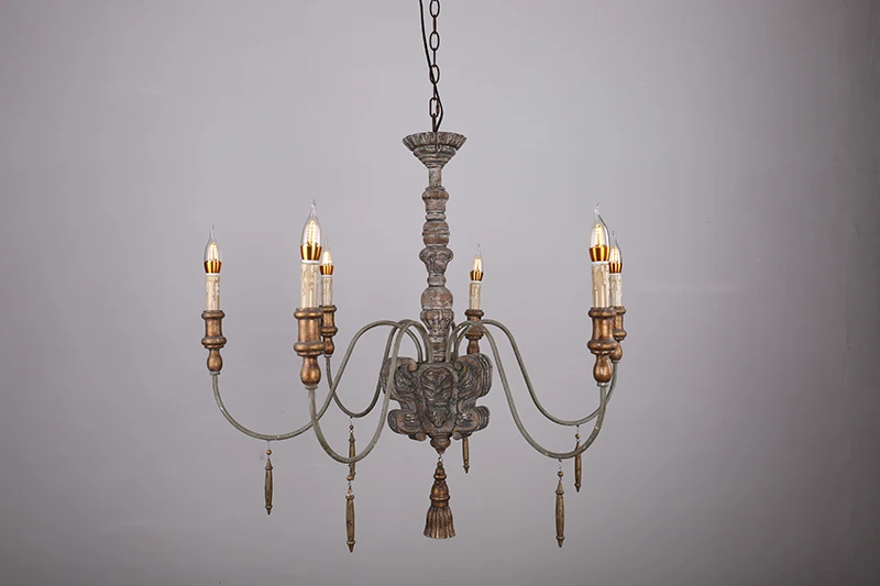 Кантри в американском стиле цветная люстра из старого дерева светильник для