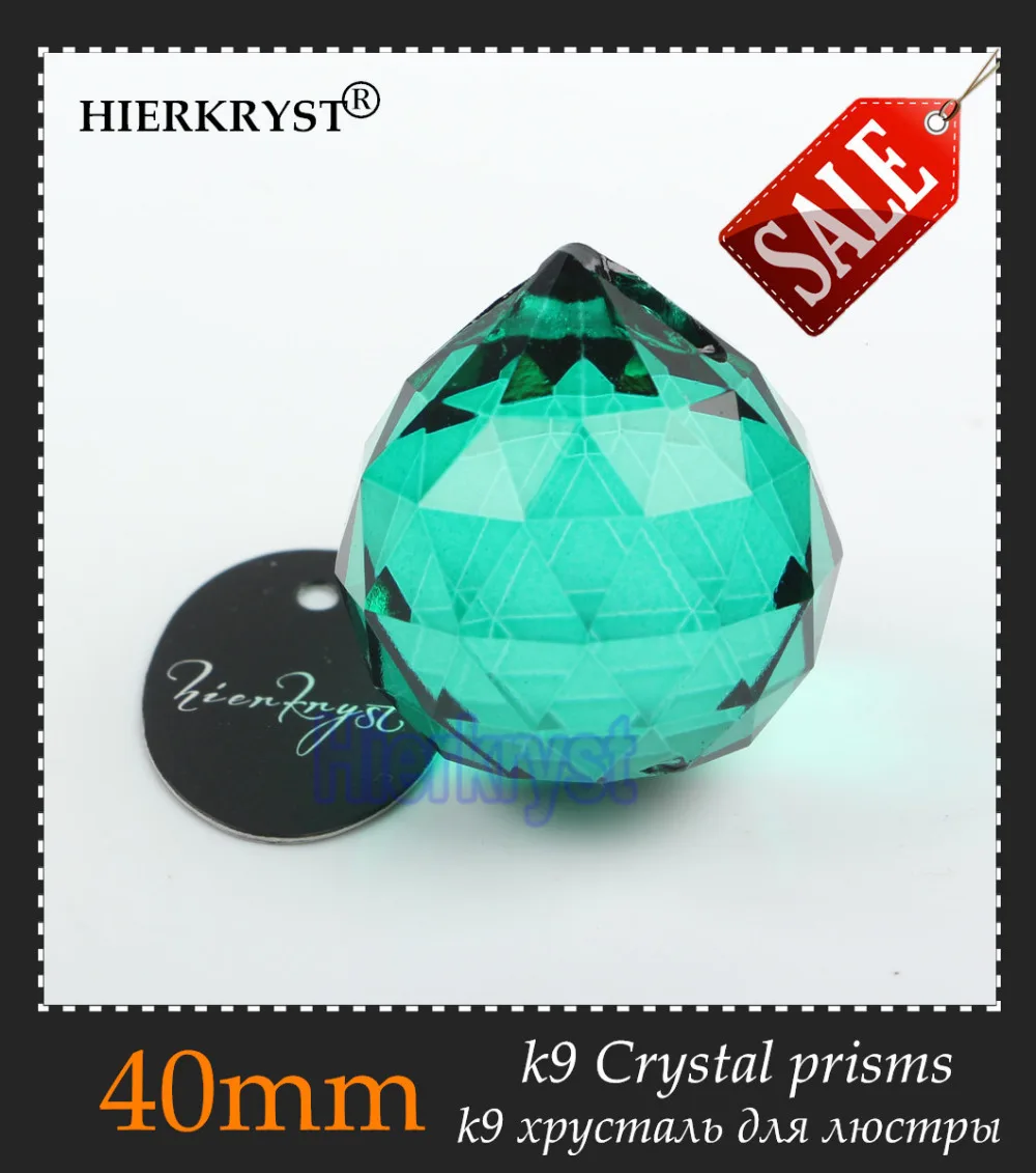 

HIERKYST 40mm Hole Green Crystal Balls Suncatcher Prisms Pendants for Chandeliers Parts Lamp Rainbow Hanging Drops 1 pc #2049-8