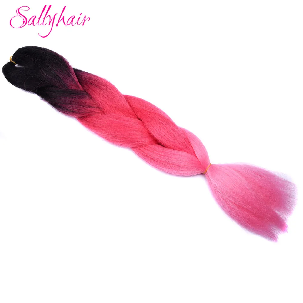 M#Синий Jumbo косы ombre плетение волос 2 3 тон чёрный; коричневый розовый цвет sallyhair 24 дюйма высокой Температура Волокно Синтетические волосы расширение - Цвет: M#Синий