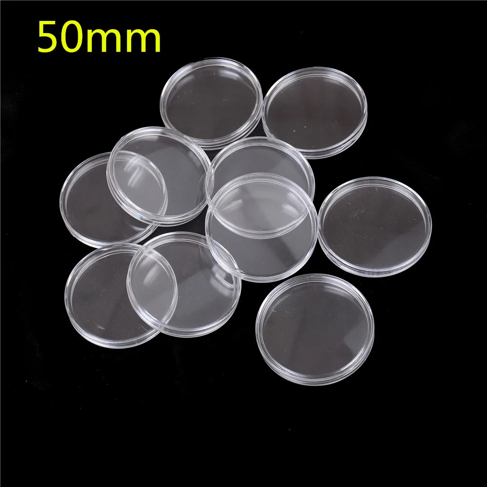 10Pcs/Box Coin Box Clear 18-50mm Round Boxed Holder Plastic Storage Capsules Display Cases Organizer Collectibles Gifts | Дом и сад