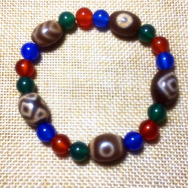 

China Tibetan Jewelry Qualitied 12mm*16mm Multi-pattern Dzi Beads Bracelet for Women Bring Good Luck Free Shipping