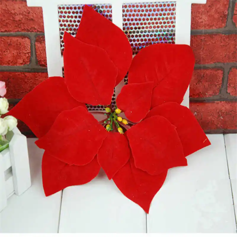 2019 Рождественская елка декорации Искусственные цветы Рождество 20 см пуансеттия