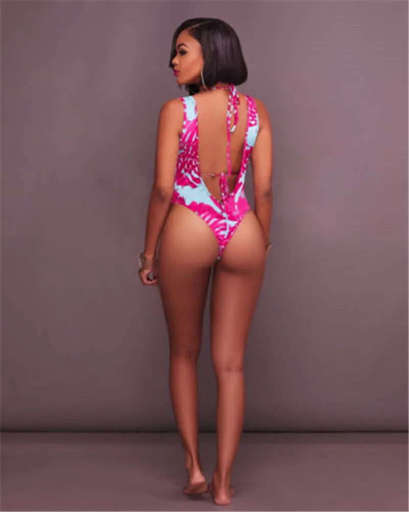 Сексуальный женский летний купальник из двух частей с цветочным принтом