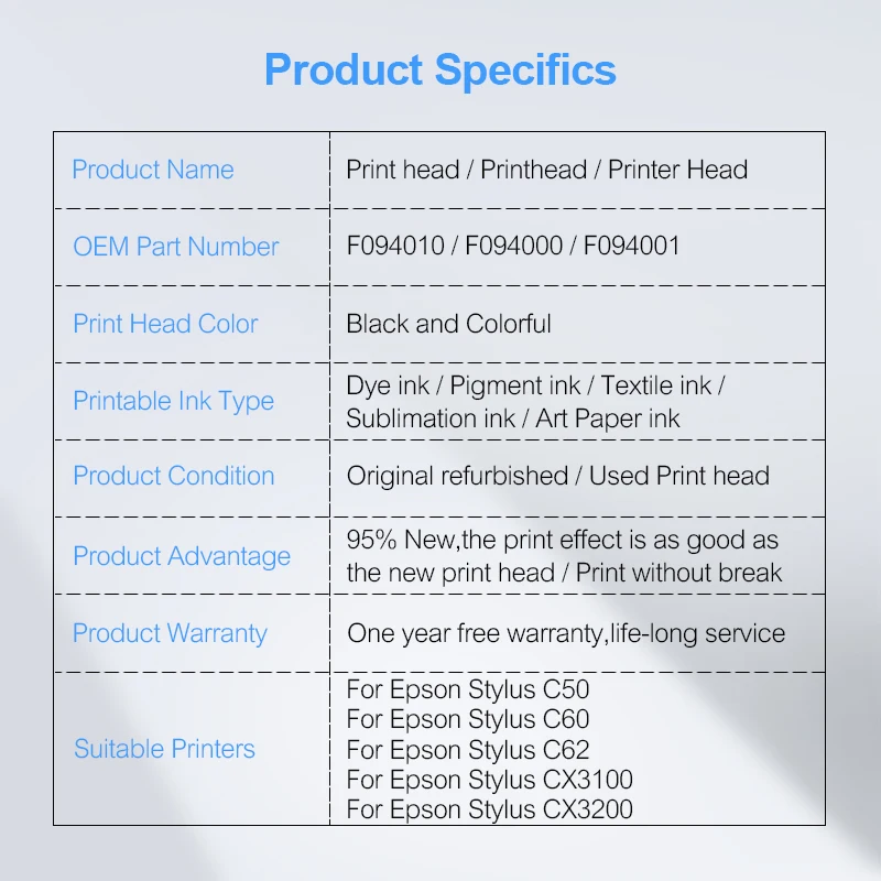 

Original F094000 F094001 F094010 Print Head Printhead For Epson Stylus C50 C60 C62 CX3100 CX3200 Printer Print Head