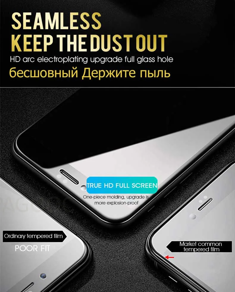Защитное стекло для Apple iPhone 6 6S 7 8 Plus X XR XS Max 6 6S Plus закаленное защитное стекло 9D с закругленными краями