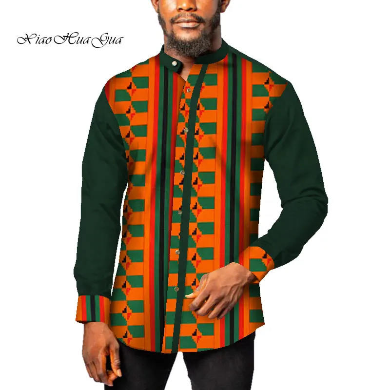 Dashiki Мужская ручная работа традиционный базин богатые топы Повседневная рубашка