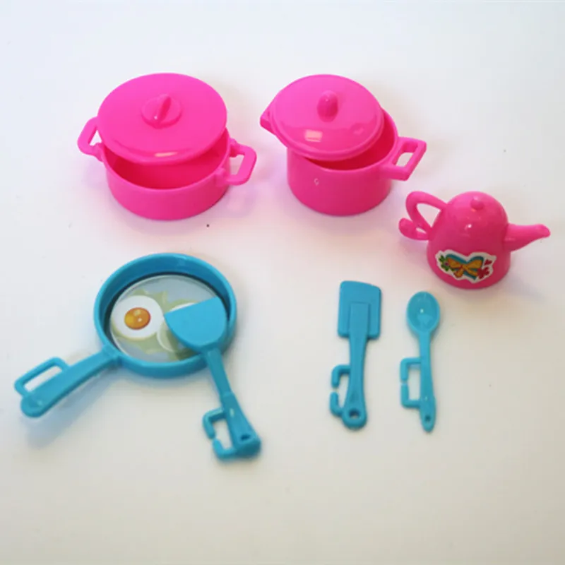 7 шт./лот новые высококачественные вечерние мебель для кукол розовые и синие