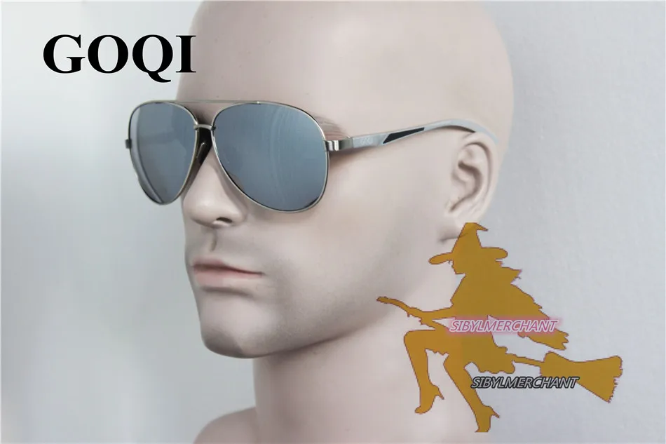 GOQI стиль мужские Gafas, оправа из металлического сплава поляризационные винтажные овальные очки, дикое покрытие цветные мужские солнцезащитные очки - Цвет линз: G8
