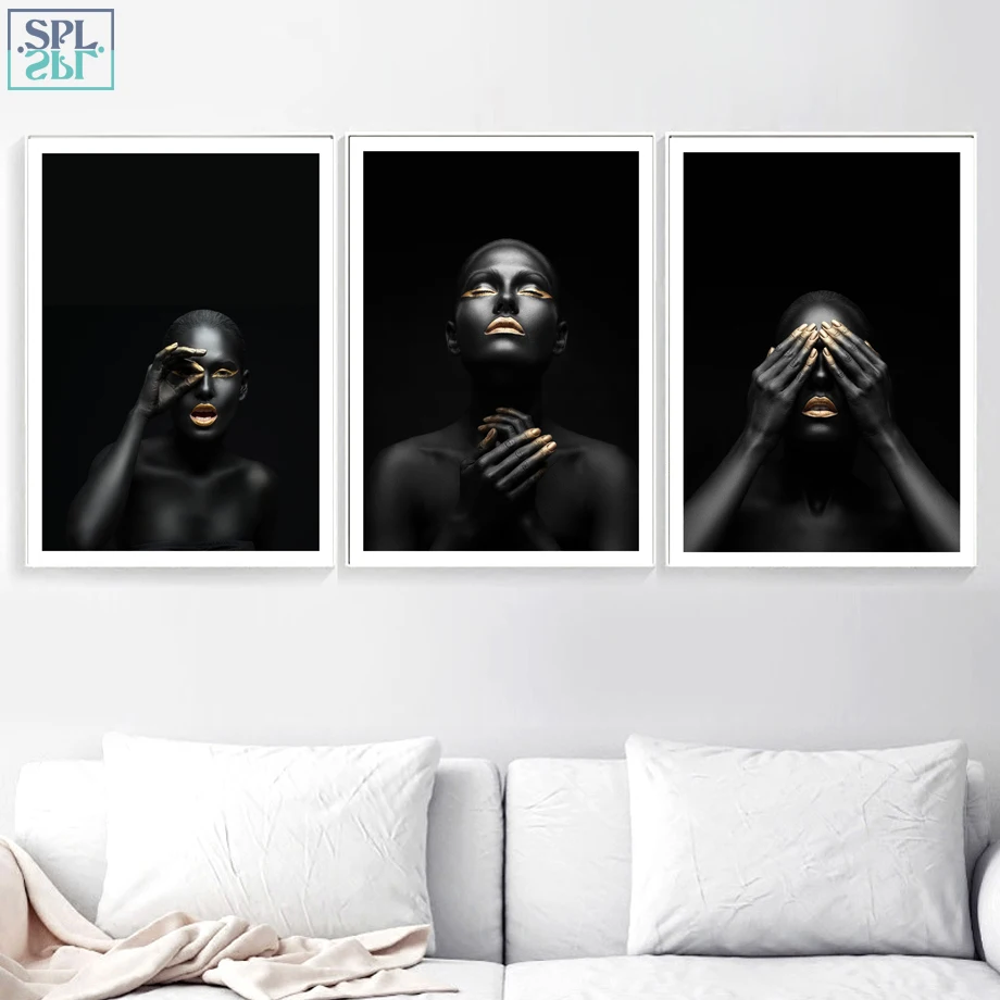 

SPLSPL Girl Model Wall Art Canvas Painting Posters And Prints Nordic Poster Black White Wall Pictures For Living Room Decor