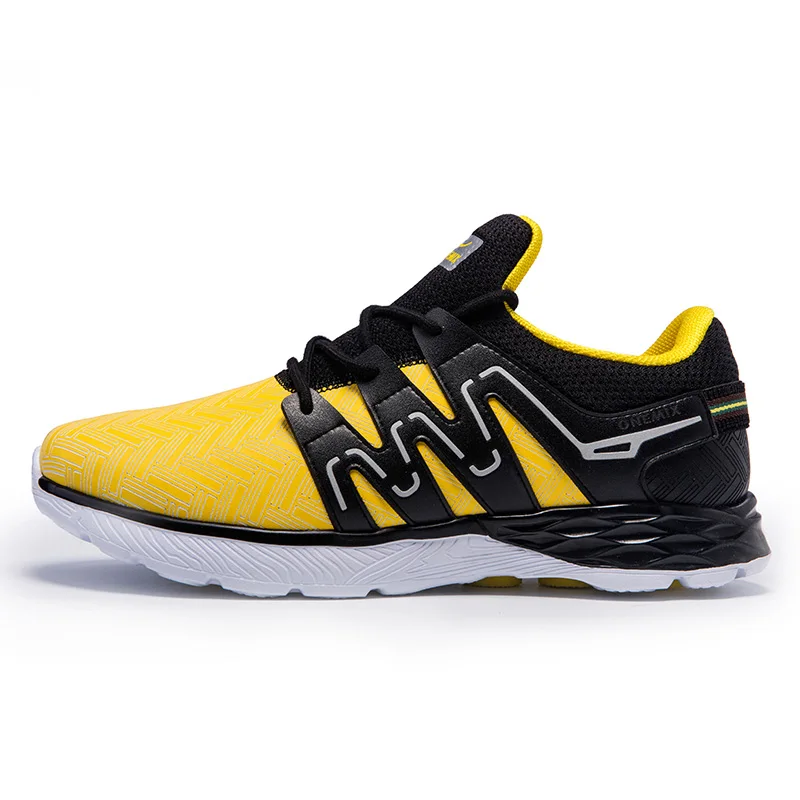 Black Yellow 1199 ONEMIX мужская повседневная обувь для взрослых Сверхлегкая удобная кожаная Светоотражающая Мужская обувь для спорта тенниса Ретро вулканизированные кроссовки для бега - Цвет: Black Yellow 1199
