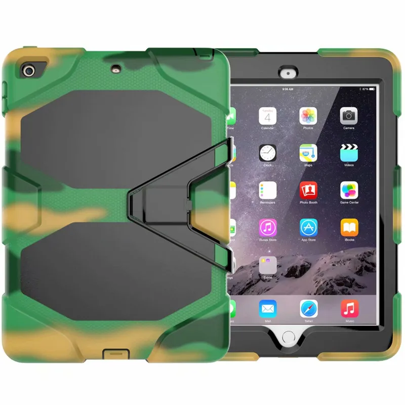 Camouflage Для IPad 2/3/4 9," противоударный Детский защитный чехол для iPad2/3/4 сверхпрочный силиконовый Жесткий чехол с подставкой - Цвет: Camouflage