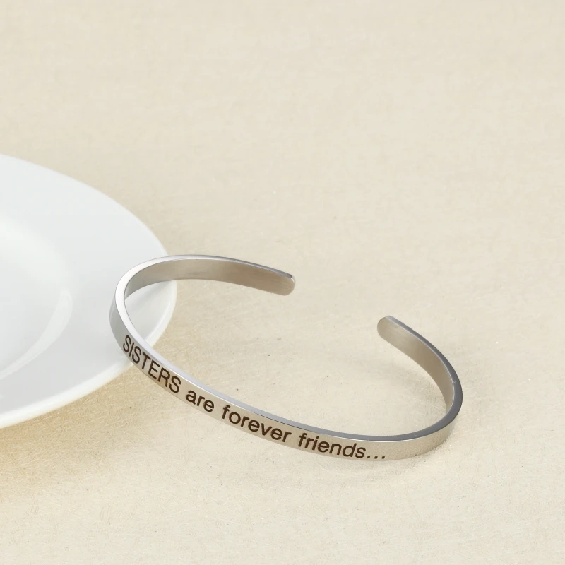 MYLONGINGCHARM браслет с манжетами ширина 4mm SISTERS are forever friends из нержавеющей стали