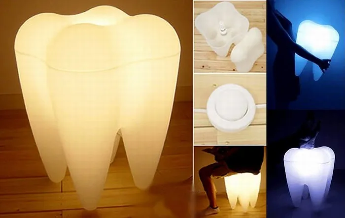 Креативная настольная лампа Mr P в виде зубов белый светодиодный светильник для