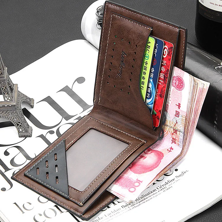 

Hot Sale New Design Fashion Men's Leather Wallet Black blue Coffee Quality Card Photo Holder Purse Wallets for Men free Shipping