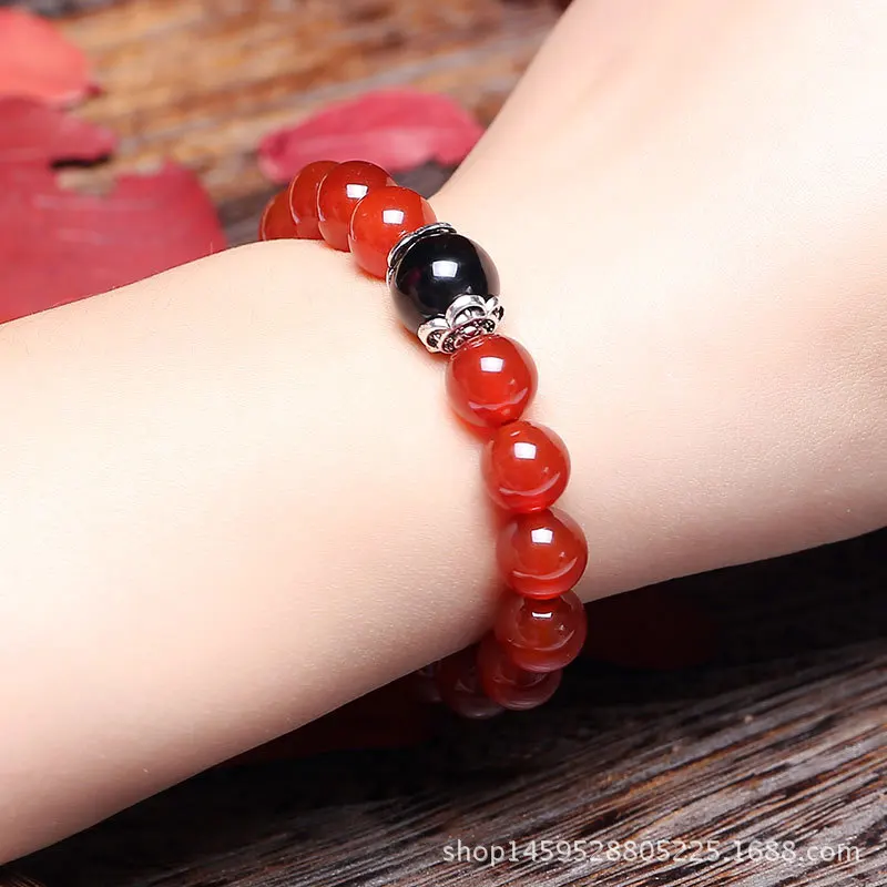 Мужской и женский браслет из красного черного натурального камня класса ААА