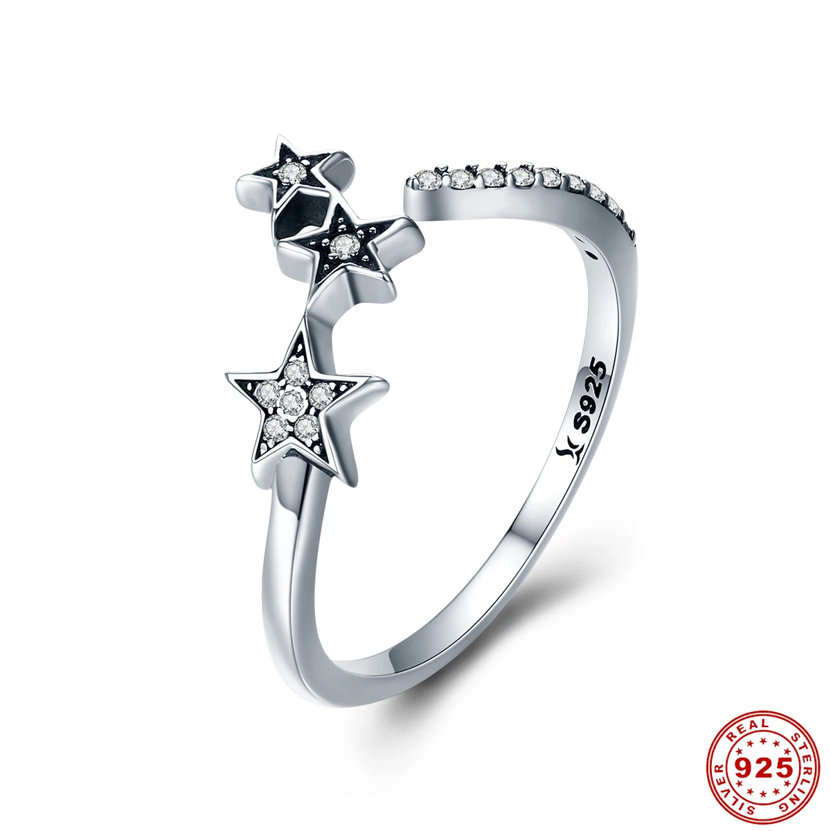 Star ring DALARAN, 925 пробы, серебряные кольца, регулируемая буква, свободный размер, Шарм для женщин, для свадьбы, помолвки, модное кольцо, ювелирное изделие, подарок - Цвет основного камня: Star ring