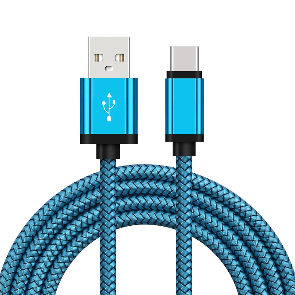 1~ 3 м Прочный Плетеный тканый type-C USB-C кабель для зарядки и синхронизации данных для samsung S8 Note 8 для Oneplus 5 3 2 LG G5 G6 Лот - Тип штекера: Blue