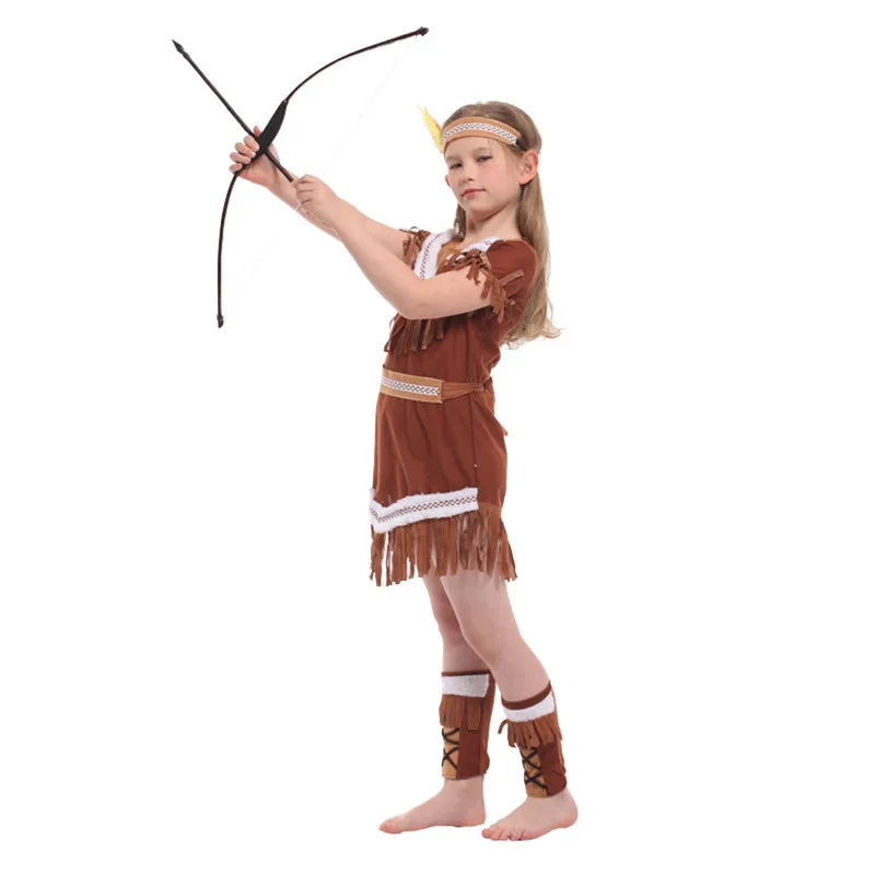 Детский костюм принцессы для выступлений вечерние платья девочек коричневое