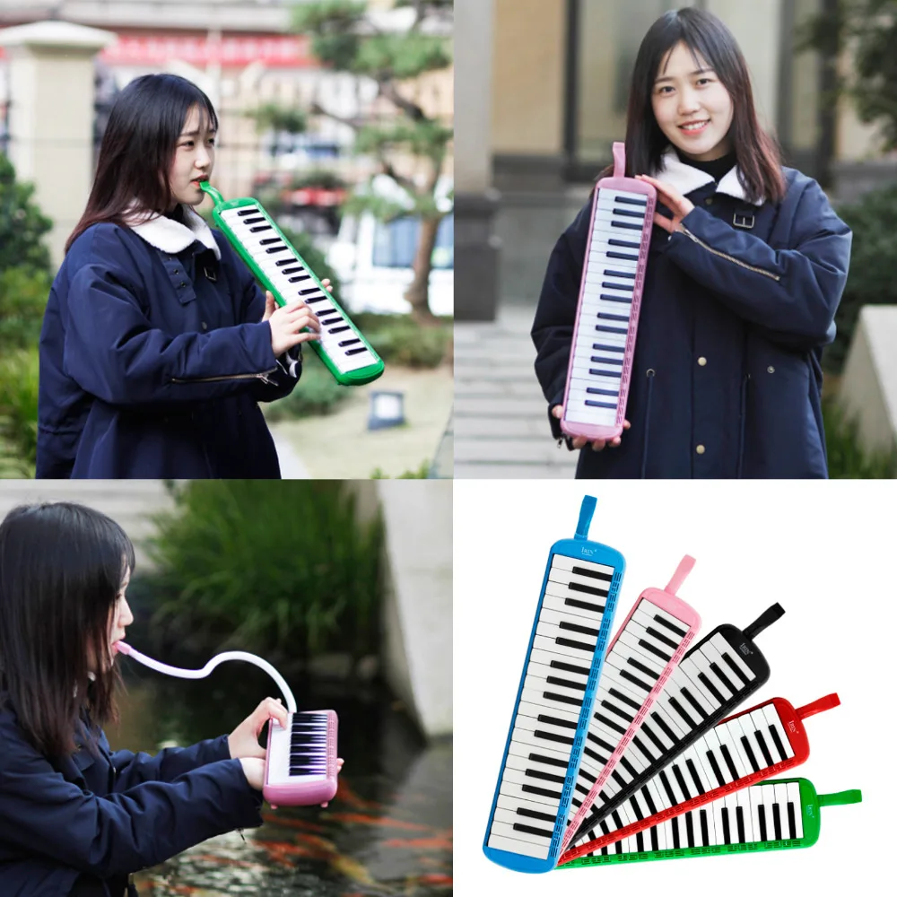 Цветные клавиши 37-дюймового пианино мелодика с твердым чехлом для хранения