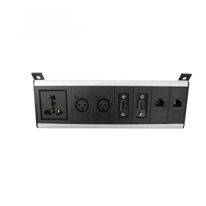 

Hidden Table/Wall Mounted Office Socket Multifuntion Electric Power Strip With EU Power Outlet+ Cannon RJ45 + VGA Hotel Used