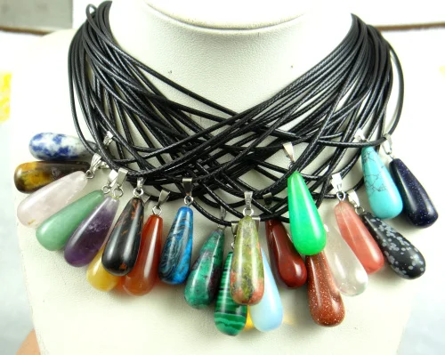 Натуральный камень кварц кристалл тигровый глаз опал бирюзы вода druppels кулон для