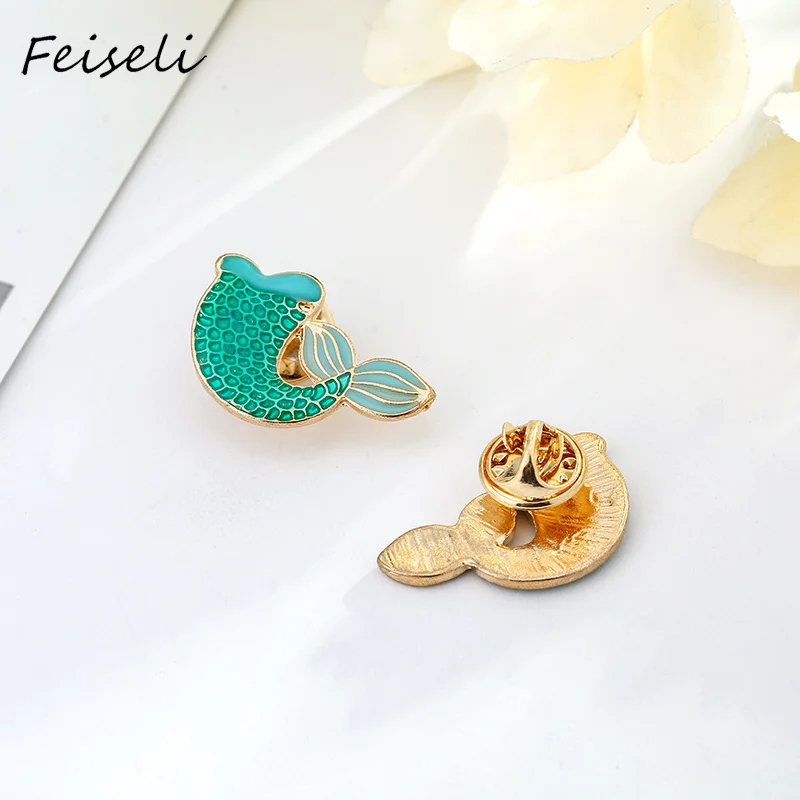 Feiseli брендовая Новая цветная эмалированная рыбка в виде рыбки золотая Русалочка