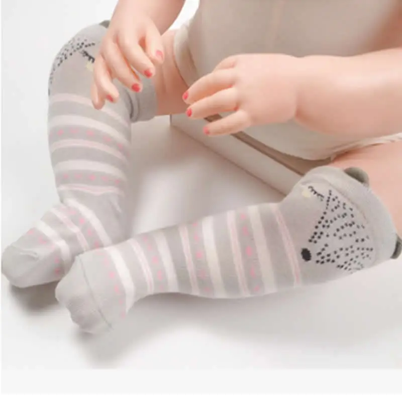 Гольфы нескользящие носки для малышей до колена с полосками животных мальчиков