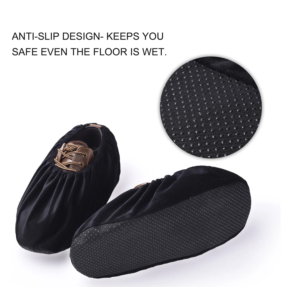 5 пар многоразовые черные бахилы моющиеся противоскользящие для домашнего офиса