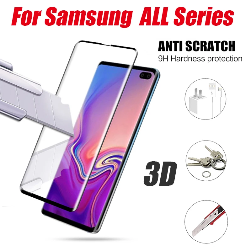 Защитное стекло закаленное 3D для samsung galaxy S6 Edge plus S7 S8 S9 S10 note 8 9 S 6 7 10 9|Защитные