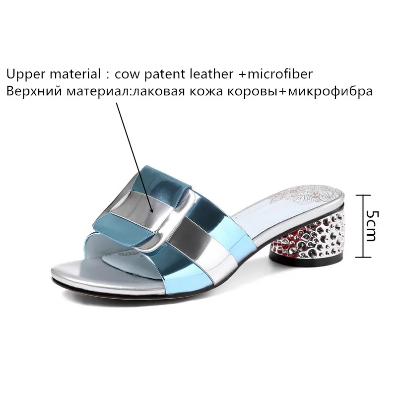 Женские босоножки из коровьей и ПУ кожи на толстом высоком каблуке|Боссоножки