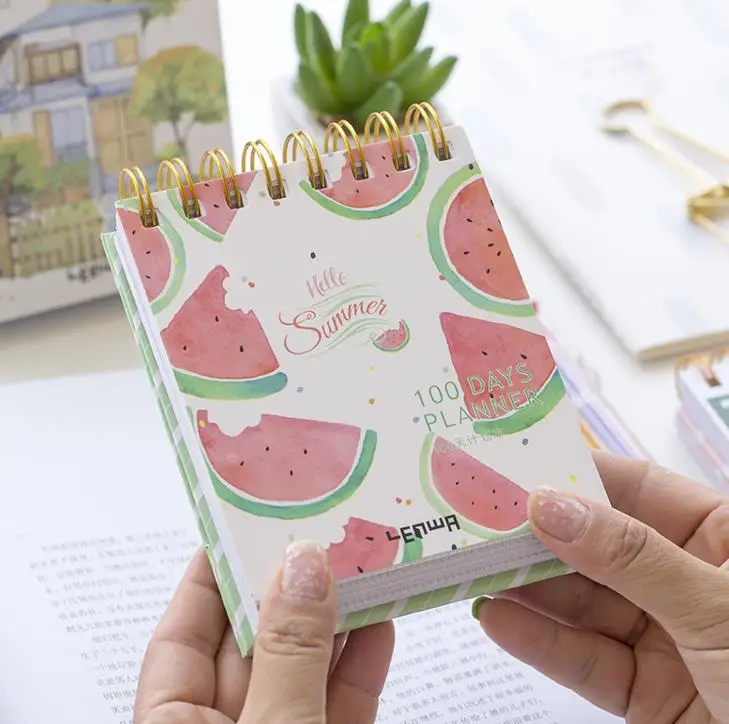1 шт. Kawaii 100 ежедневник дневник планировщик милый Карманный змеевик для школы, для учебы, блокнот, канцелярские принадлежности