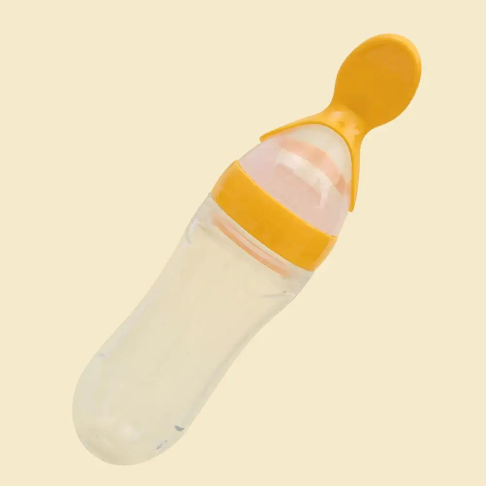 Safe Newborn Baby Feeding Bottle Toddler Silicone Squeeze Feeding Spoon Milk Cereal Bottle Baby Training Feeder Food Supplement