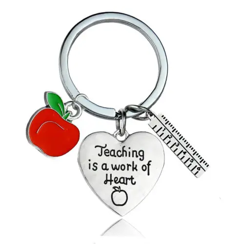 Keyring Apple Ruler Персонализированные подарки для учителей спасибо детские подарки брелок цепочка для ключей в виде яблока брелок для ключей в форме сердца кулон - Цвет: Keyring Apple Ruler