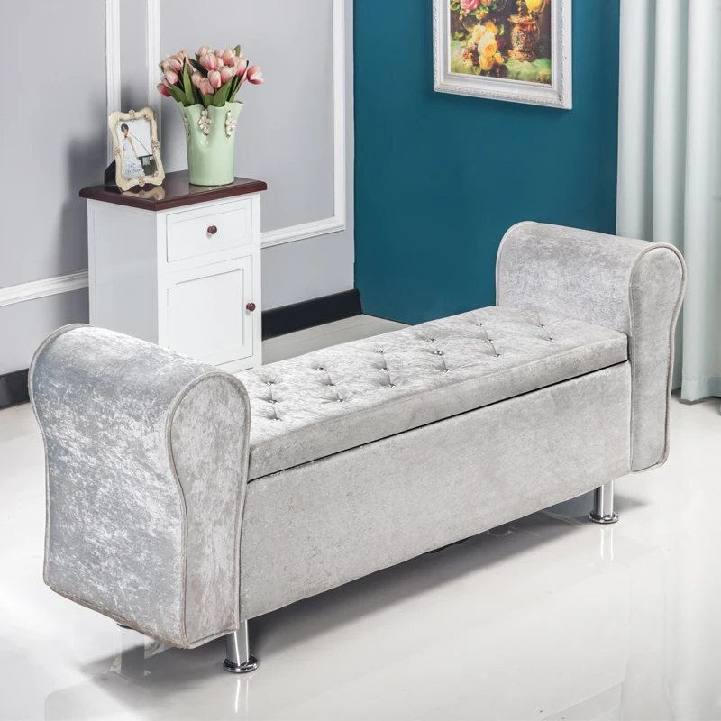 Multifunctional Storage Stool Chair Bedroom Bed End Stool Storage Bench Fabric Shoe Bench Household Sofa Bench Pouf Taburete - Color: U L120 W40 H40